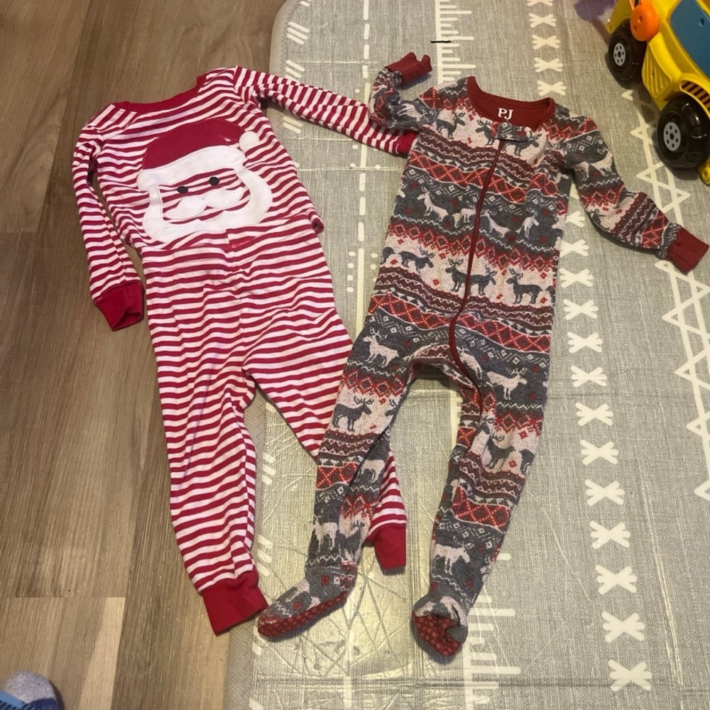 Red and Gray Kids One Piece Pajama Set
